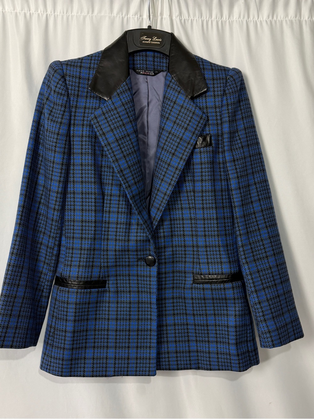 Vtg Arthur Chapnik Neiman Marcus Blue Plaid Wool Academia Blazer Sz 4